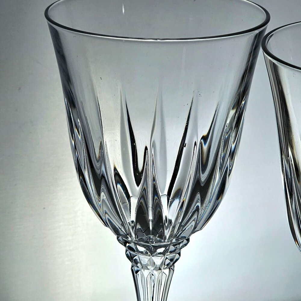 3 Cristal d'Arques Castel Water Glasses 8" France fine crystal diamond cut stem - Picture 3 of 10